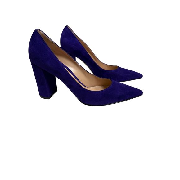 Gianvito Rossi Piper 85 mm block heel pumps purple suede size EU 41 US 11 - Picture 1 of 9